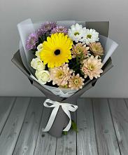 Букет цветов из:  Розы, Герберы и Хризантемы #REPLACE_PRED# Новокручининске