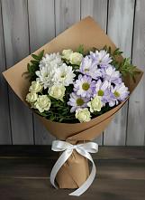 Букет цветов из:  Хризантемы и Розы в Новокручининске
