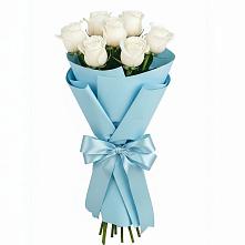 Букет 7 белых роз Проуд в Новокручининске