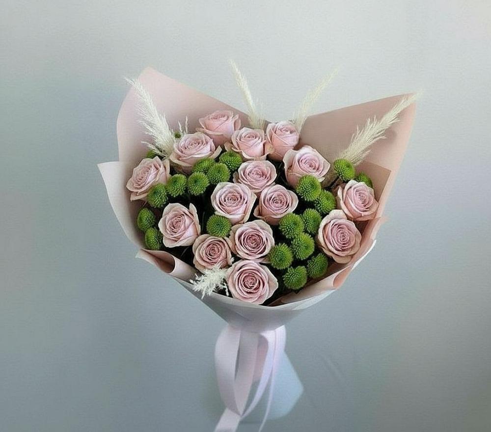 Букет цветов из: Розы и Хризантемы в Новокручининске