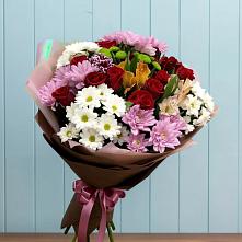 Букет цветов из:  Розы, Хризантемы и Альстромерии в Новокручининске