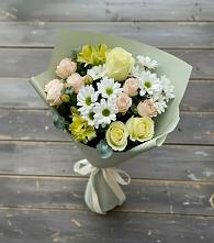 Букет цветов из:  Альстромерии, Розы и Хризантемы в Новокручининске
