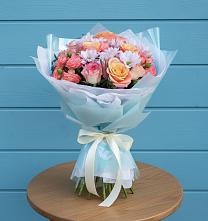 Букет цветов из:  Хризантемы и Розы в Новокручининске